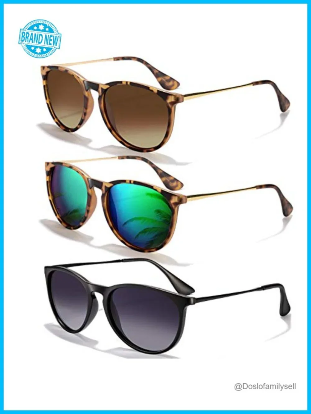 Polarized UV Protection Round Sunglasses Unisex Retro TR90 Frame
